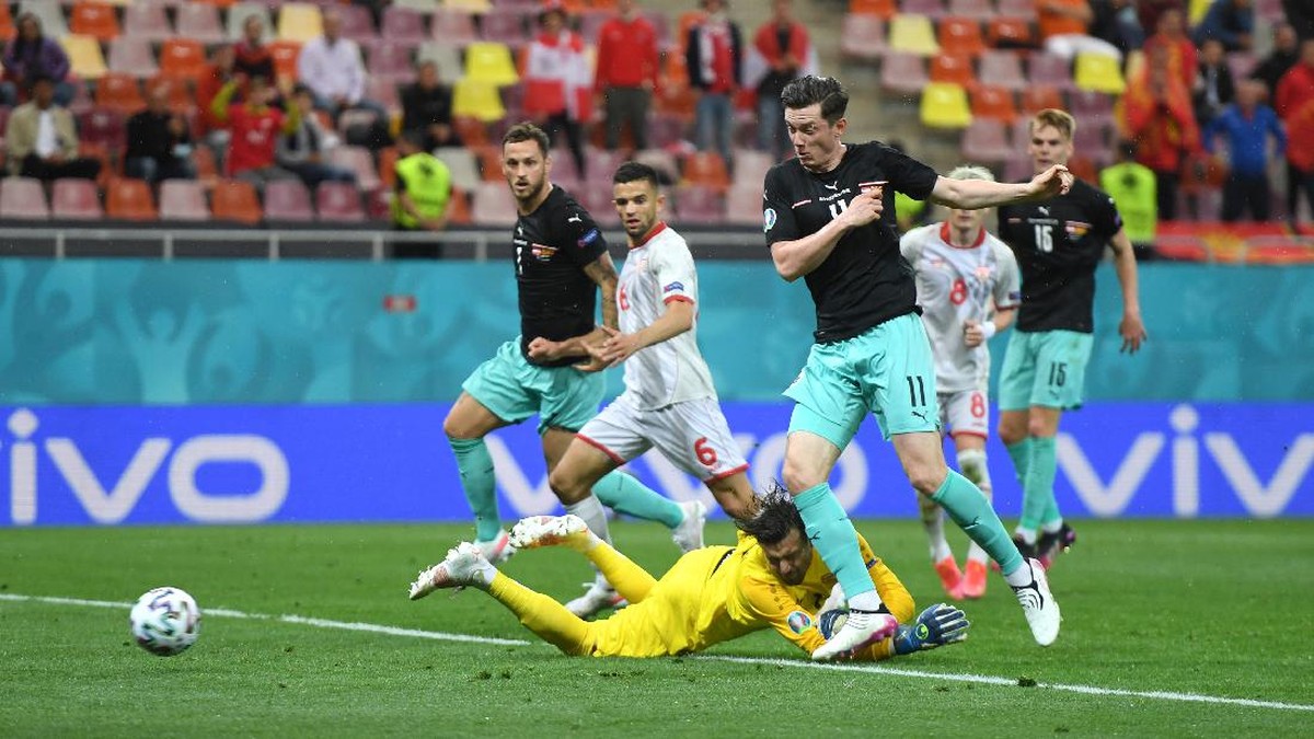 Austria berhasil mengalahkan Makedonia Utara 3-1. (Foto: Getty Images/Daniel Mihailescu - Pool)