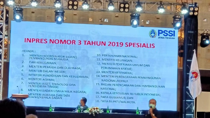 Pengprov PSSI Jawa Tengah tak mau buang waktu menjalankan Inpres percepatan sepakbola Indonesia. Inpres itu akan cepat direalisasikan dalam waktu dekat.

Hal itu dikatakan Ketua PSSI Jateng, Edi Sayudi, dalam agenda Sosialisasi Inpres No. 3 Tahun 2019 tentang Percepatan Pembangunan Persepakbolaan Nasional di Ballaroom Hotel Ambarukmo, Yogyakarta, Sabtu (12/6/2021)