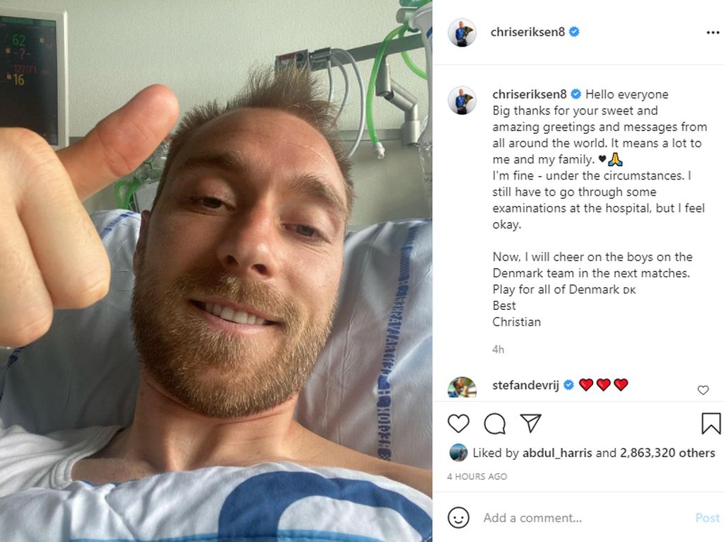 Christian Eriksen: Halo Semuanya, Saya Baik-baik Saja Christian Eriksen: Halo Semuanya, Saya Baik-baik Saja