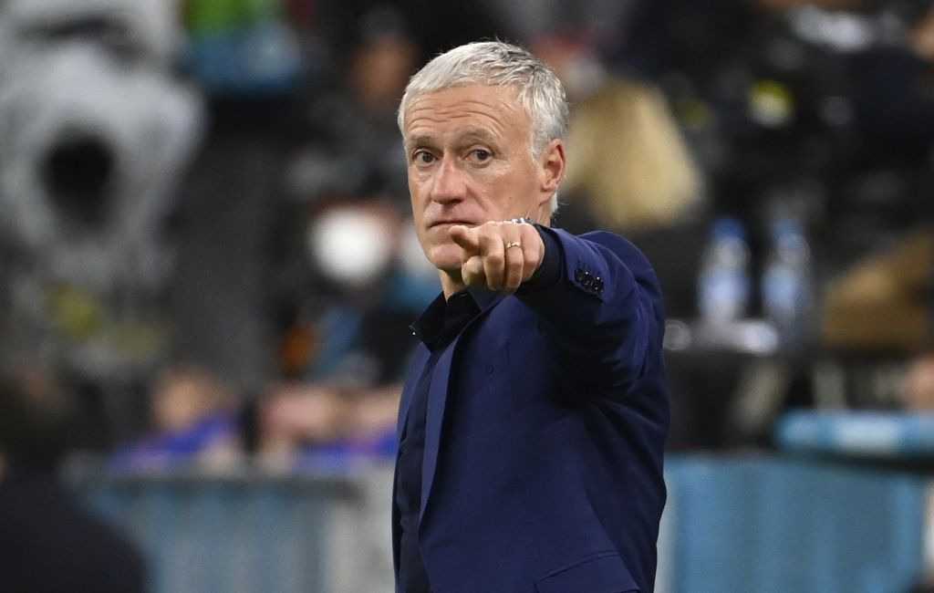 France's manager Didier Deschamps gestures during the Euro 2020 soccer championship group F match between Germany and France at the Allianz Arena stadium in Munich, Tuesday, June 15, 2021. (Franck Fife/Pool via AP)