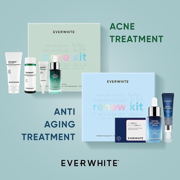 Hadiah skincare set/ sumber: instagram.com/everwhiteid/ Beri yang terdekat hadiah perawatan kulit wajah berupa skincare set yang praktis dan telah disesuaikan permasalahan kulit dan cara merawat wajah agar glowing.
