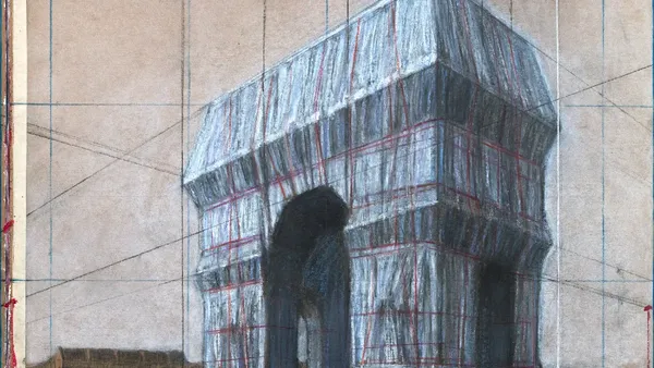 Foto: Rancangan Tampilan Baru Arc de Triomphe, Dibungkus Kain Biru