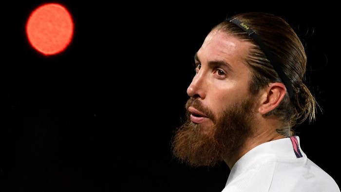 (FILES) In this file photo taken on March 16, 2021 Real Madrids Spanish defender Sergio Ramos looks on during the UEFA Champions League round of 16 second leg football match between Real Madrid CF and Atalanta at the Alfredo di Stefano stadium in Valdebebas, on the outskirts of Madrid. - Legendary captain Sergio Ramos is to leave Real Madrid after a glittering, trophy-laden career spanning 671 games and 16 seasons, the club announced on June 16, 2021. (Photo by PIERRE-PHILIPPE MARCOU / AFP)