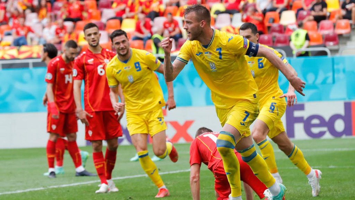 Ukraina menang 2-1 atas Makedonia Utara di lanjutan Euro 2020 (Foto: Getty Images/Robert Ghement - Pool)