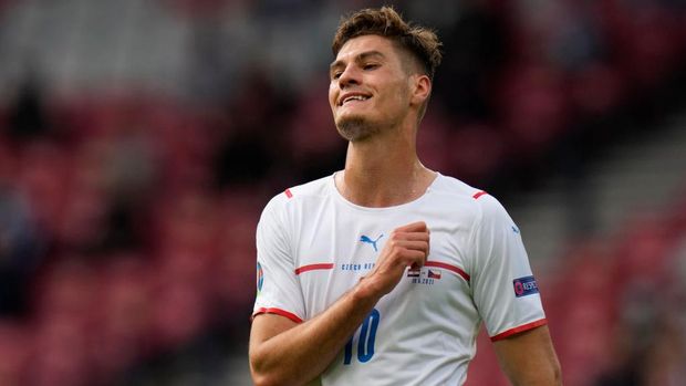 GLASGOW, SCOTLAND - JUNE 18: Patrik Schick of Czech Republic reacts during the UEFA Euro 2020 Championship Group D match between Croatia and Czech Republic at Hampden Park on June 18, 2021 in Glasgow, Scotland. (Photo by Petr Josek - Pool/Getty Images)
