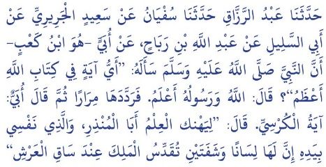 Hadits keutamaan Ayat Kursi