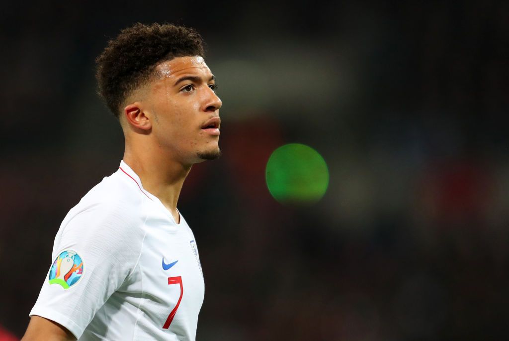 LONDON, ENGLAND - MARCH 22: Jadon Sancho of England during the 2020 UEFA European Championships Group A qualifying match between England and Czech Republic at Wembley Stadium on March 22, 2019 in London, United Kingdom. (Photo by Catherine Ivill/Getty Images)