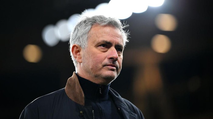 LONDON, ENGLAND - MARCH 14: Jose Mourinho, Manager of Tottenham Hotspur looks on following the Premier League match between Arsenal and Tottenham Hotspur at Emirates Stadium on March 14, 2021 in London, England. Sporting stadiums around the UK remain under strict restrictions due to the Coronavirus Pandemic as Government social distancing laws prohibit fans inside venues resulting in games being played behind closed doors. (Photo by Dan Mullan/Getty Images)