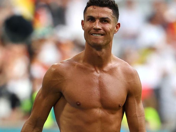 MUNICH, GERMANY - JUNE 19: Cristiano Ronaldo of Portugal looks dejected following defeat in the UEFA Euro 2020 Championship Group F match between Portugal and Germany at Football Arena Munich on June 19, 2021 in Munich, Germany. (Photo by Alexander Hassenstein/Getty Images)