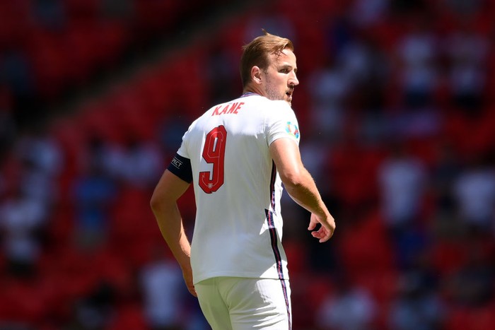 LONDON, ENGLAND - JUNE 13: Harry Kane of England looks on during the UEFA Euro 2020 Championship Group D match between England and Croatia at Wembley Stadium on June 13, 2021 in London, England. (Photo by Laurence Griffiths/Getty Images)