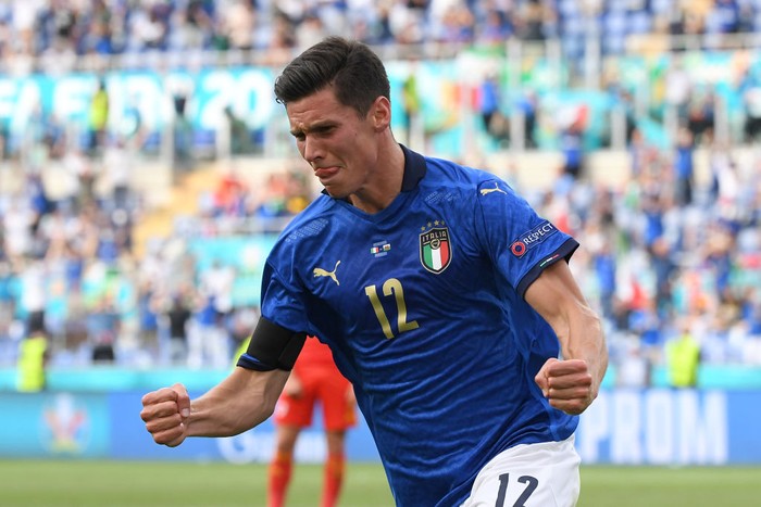 ROME, ITALY - JUNE 20: Matteo Pessina of Italy celebrates after scoring their sides first goal during the UEFA Euro 2020 Championship Group A match between Italy and Wales at Olimpico Stadium on June 20, 2021 in Rome, Italy. (Photo by Alberto Lingria - Pool/Getty Images)