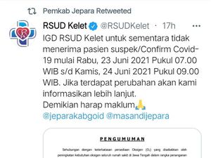 Terkendala Pasokan Oksigen, RSUD Kelet Jepara Sempat Tolak Pasien Corona Terkendala Pasokan Oksigen, RSUD Kelet Jepara Sempat Tolak Pasien Corona