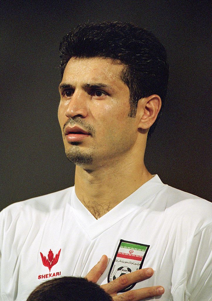 21 Oct 2001:  Ali Daei of Iran dribbles the ball during the FIFA 2002 World Cup Qualifier between Bahrain and Iran played at the National Stadium in Manama, Bahrain.  Bahrain won the match 3 - 1.  Mandatory Credit: Stu Forster /Allsport
