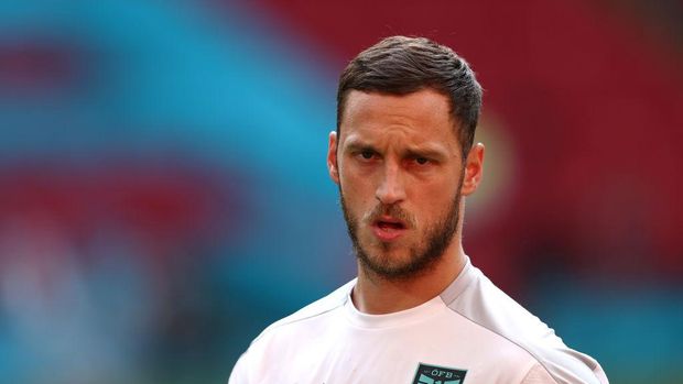 AMSTERDAM, NETHERLANDS - JUNE 16: Marko Arnautovic of Austria looks on during the Austria Training Session ahead of the Euro 2020 Group C match between Netherlands and Austria at Johan Cruijff Arena on June 16, 2021 in Amsterdam, Netherlands. (Photo by Dean Mouhtaropoulos/Getty Images)