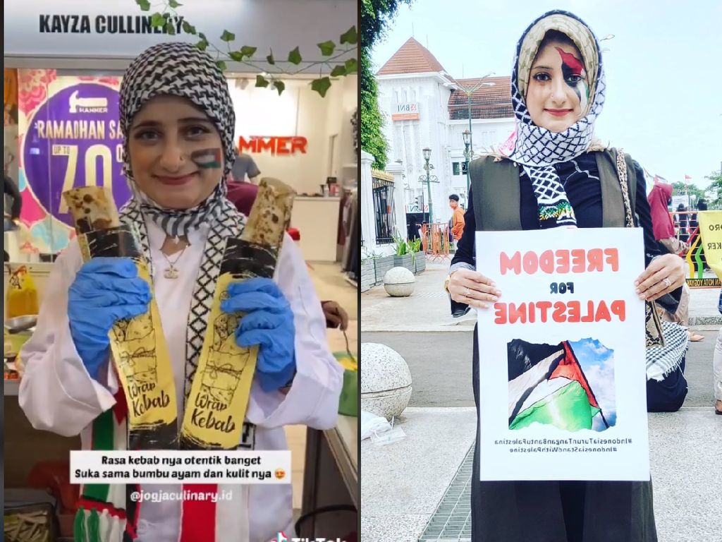 Inspiratif! Wanita Cantik Penjual Kebab Ini Donasikan Sebagian Penghasilan untuk Palestina