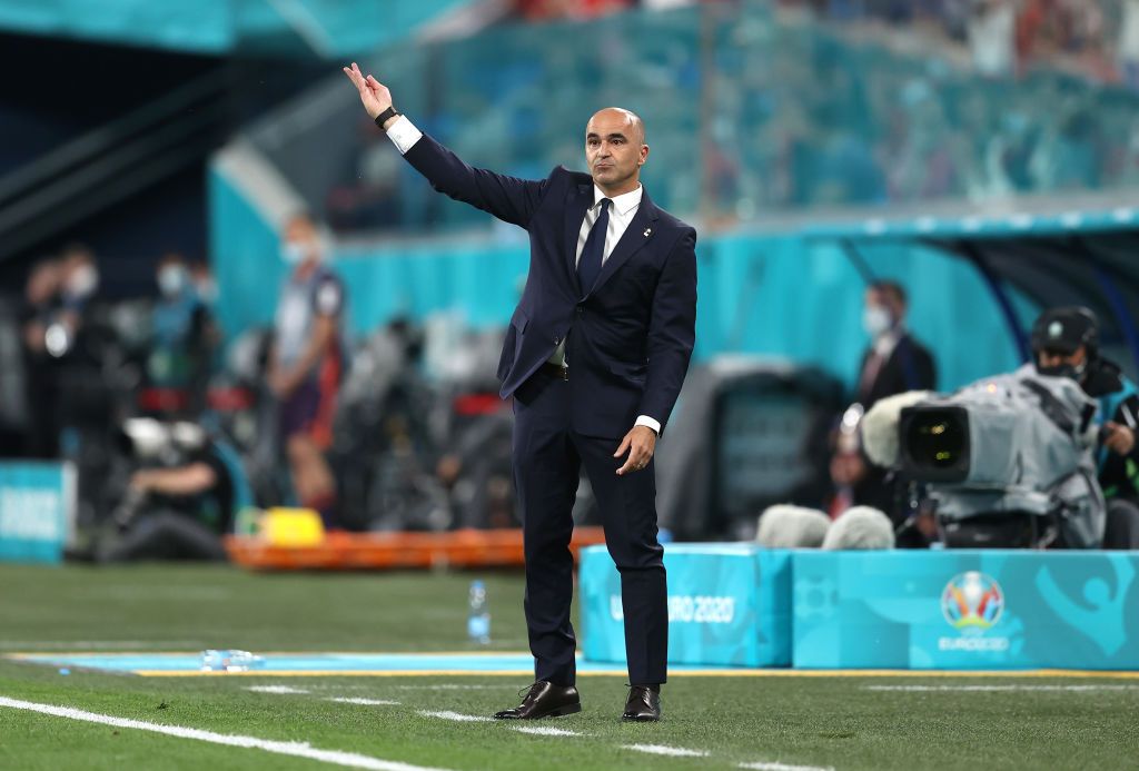 SAINT PETERSBURG, RUSSIA - JUNE 12: Roberto Martinez, Head Coach of Belgium reacts during the UEFA Euro 2020 Championship Group B match between Belgium and Russia on June 12, 2021 in Saint Petersburg, Russia. (Photo by Lars Baron/Getty Images)