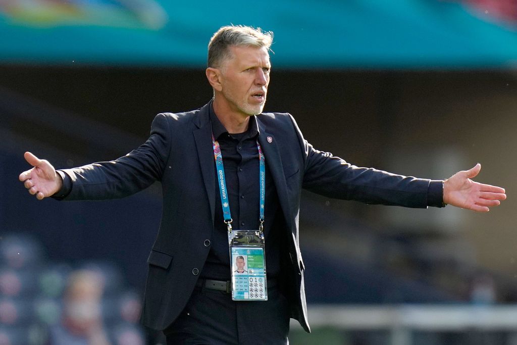 GLASGOW, SCOTLAND - JUNE 18: Jaroslav Silhavy, Head Coach of Czech Republic reacts during the UEFA Euro 2020 Championship Group D match between Croatia and Czech Republic at Hampden Park on June 18, 2021 in Glasgow, Scotland. (Photo by Petr Josek - Pool/Getty Images)