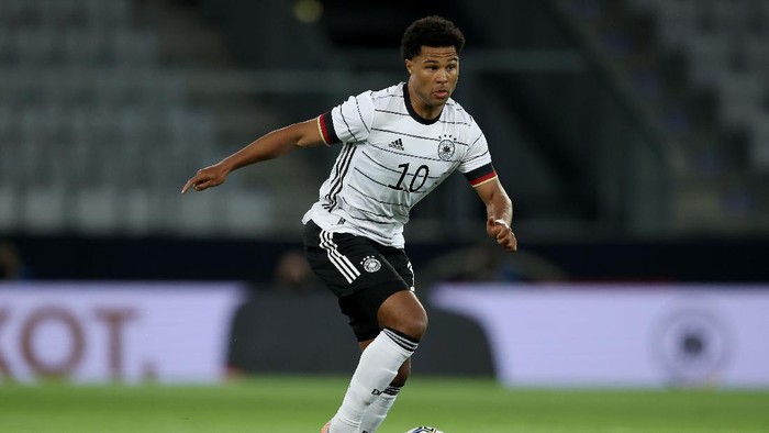 INNSBRUCK, AUSTRIA - JUNE 02: Serge Gnabry of Germany runs with the ball during the international friendly match between Germany and Denmark at Tivoli Stadion on June 02, 2021 in Innsbruck, Austria. (Photo by Alexander Hassenstein/Getty Images)