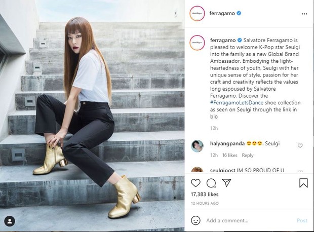 Seulgi menjadi brand ambassador global Salvatore Ferragamo (foto: instagram.com/ferragamo)