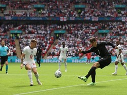 Jerman gagal melaju ke babak delapan besar Euro 2020 usai ditaklukkan Inggris 0-2. Getty Images/Catherine Ivill