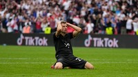 Ekspresi Thomas Mueller usai tendangannya gagal berbuah gol di pertandingan antara Inggris vs Jerman yang digelar di Wembley, Selasa (29/6/2021). Getty Images/Frank Augstein - Pool