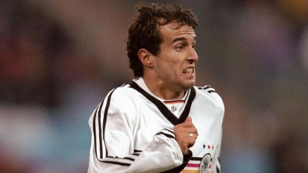 9 Oct 1999:  Mehmet Scholl of Germany makes a run during the European Championships Group 3 qualifier against Turkey at the Olympiastadion in Munich, Germany. The game ended goalless with Germany topping the group and Turkey claiming a play-off place.  Mandatory Credit: Gary M Prior/Allsport