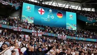 Seperti diketahui, Inggris berhasil menaklukan Jerman 2-0 dan melaju ke perempatfinal Piala Eropa 2020. Getty Images/Carl Recine - Pool. 