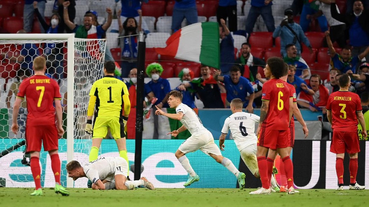 Italia mengalahkan Belgia 2-1 dan lolos ke semifinal Euro 2020. (Foto: Matthias Hangst/Getty Images)