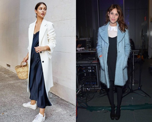 Layer di luar dress dengan overcoat atau jaket dengan warna yang mencolok.