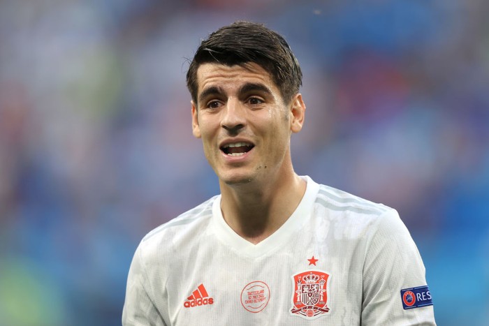 SAINT PETERSBURG, RUSSIA - JULY 02: Alvaro Morata of Spain looks on during the UEFA Euro 2020 Championship Quarter-final match between Switzerland and Spain at Saint Petersburg Stadium on July 02, 2021 in Saint Petersburg, Russia. (Photo by Alexander Hassenstein/Getty Images)