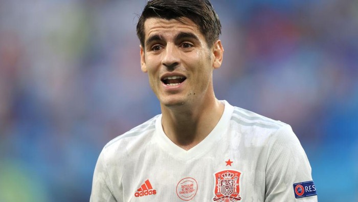 SAINT PETERSBURG, RUSSIA - JULY 02: Alvaro Morata of Spain looks on during the UEFA Euro 2020 Championship Quarter-final match between Switzerland and Spain at Saint Petersburg Stadium on July 02, 2021 in Saint Petersburg, Russia. (Photo by Alexander Hassenstein/Getty Images)