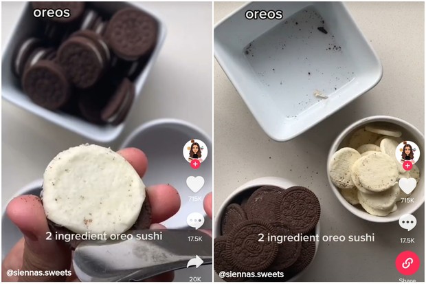 Foto: TikTok/Sienna Sweets oreo sushi
