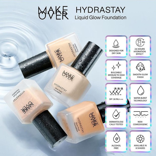 Make Over Hydrastay Glow Fluid Foundation/Foto : instagram.com/makeoverid Make Over Hydrastay Glow Fluid Foundation