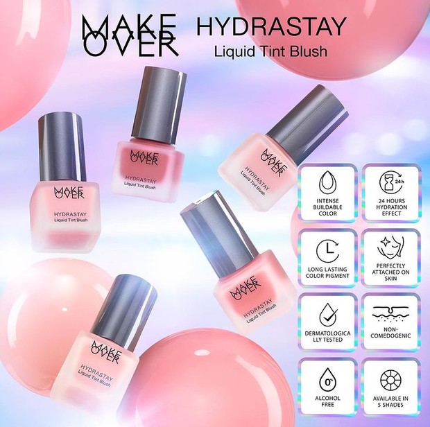 Make Over Hydrastay Liquid Tint Blush/Foto : instagram.com/makeoverid Make Over Hydrastay Liquid Tint Blush