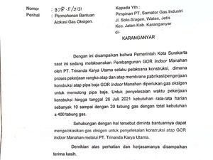 Pemkot Solo Minta 400 Tabung Oksigen untuk Proyek GOR Manahan Pemkot Solo Minta 400 Tabung Oksigen untuk Proyek GOR Manahan