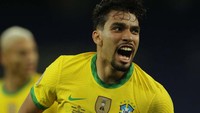 Menekan sejak kick off, Brasil memimpin di menit ke-35. Lucas Paqueta membobol gawang Peru, memanfaatkan umpan Neymar. AP Photo/Silvia Izquierdo