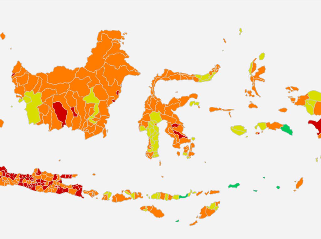 Indonesia Memerah, Daftar Lengkap 96 Daerah Masuk Zona Merah Corona