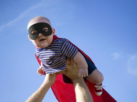 Little super baby flying high and fighting crime.