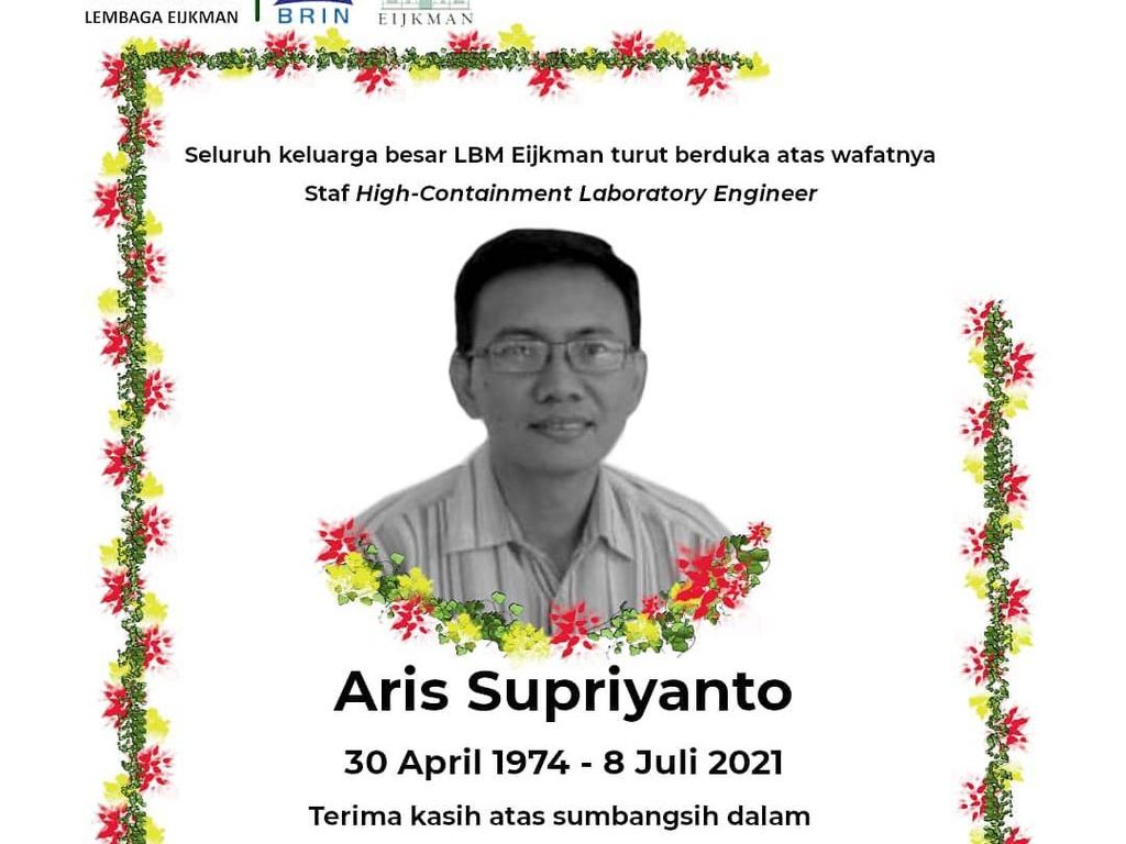 Eijkman Berduka, Peneliti Garda Terdepan Corona Meninggal Akibat Covid-19 Eijkman Berduka, Peneliti Garda Terdepan Corona Meninggal Akibat Covid-19