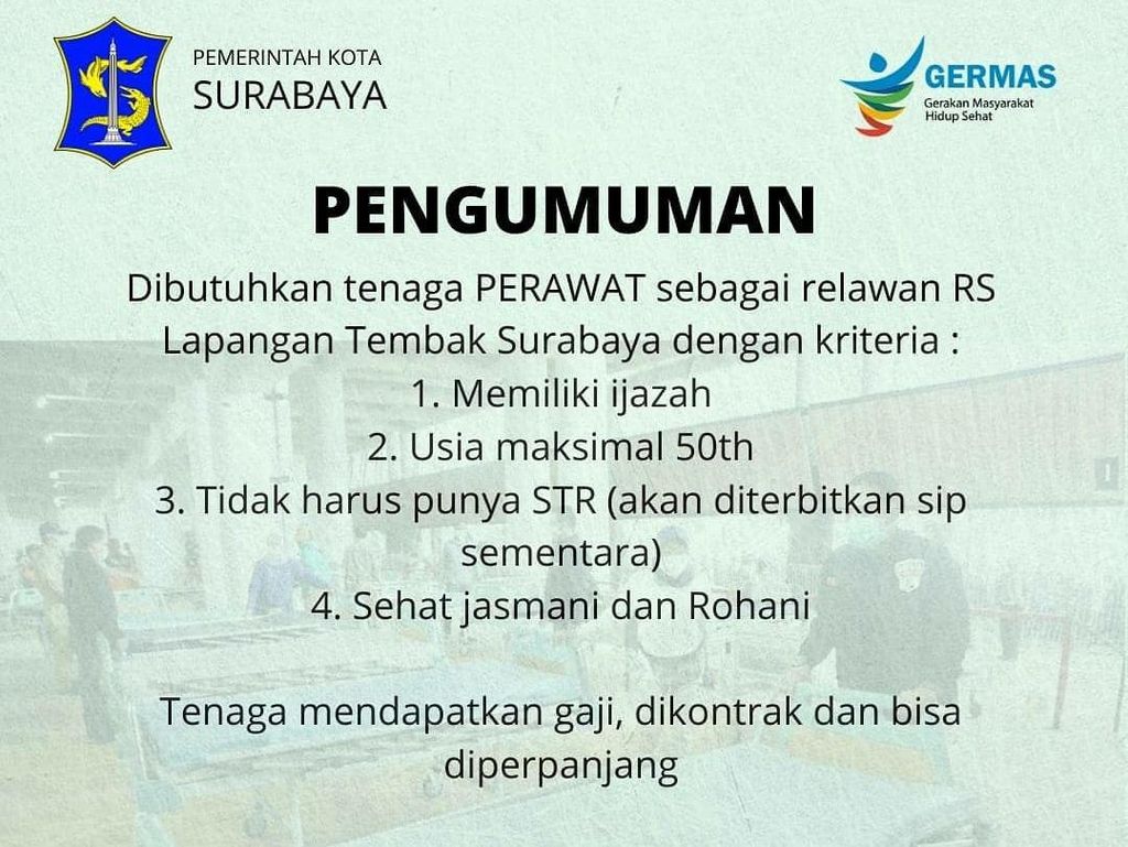 RSLT Surabaya Buka Lowongan 200 Dokter dan Perawat RSLT Surabaya Buka Lowongan 200 Dokter dan Perawat
