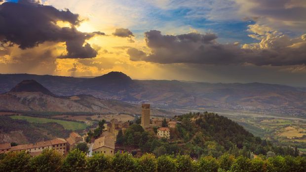 Emilia-Romagna Sunset in San Leo, Province of Rimini, Italy