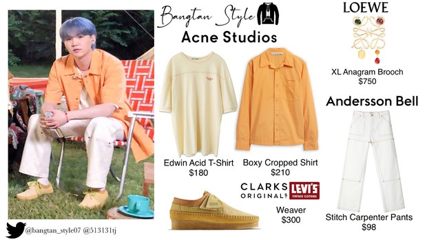 Outfit Suga dalam comeback spesial BTS (foto: twitter.com/bangtan_style07)