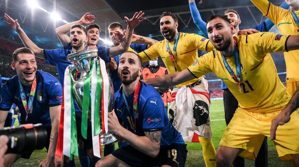 Italia jadi jawara Eropa setelah mengalahkan Inggris di final Euro 2020. (Foto: Getty Images/Laurence Griffiths)