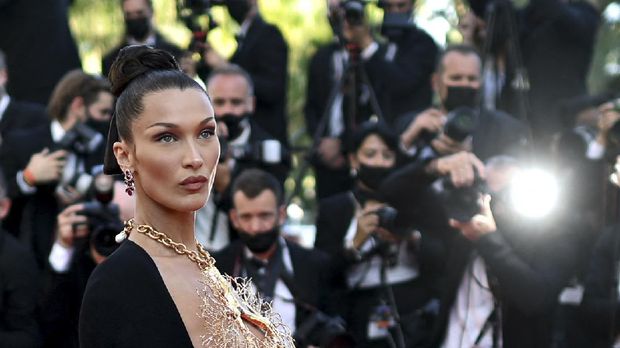 US model Bella Hadid arrives for the screening of the film 