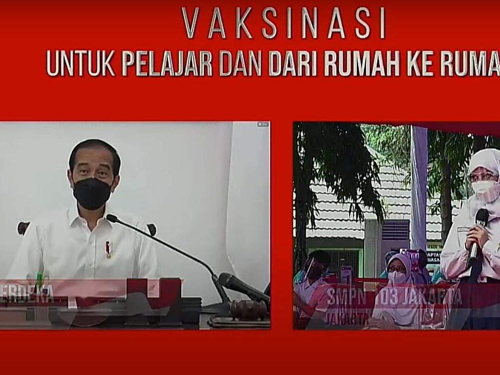 Momen Jokowi Video Call Bareng Siswa Siswi Penerima Vaksinasi