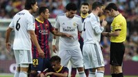 Tak jarang pula situasi panas melibatkan Ramos dan Neymar. (Foto: AFP/JOSEP LAGO)