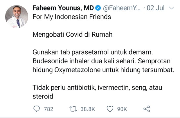 Dokter faheem younus dan cara mengobati covid di rumah
