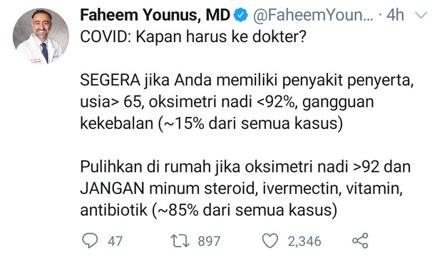 Dokter faheem younus memberitahu kapan harus ke dokter