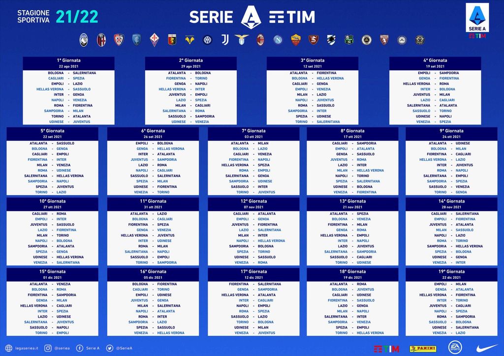 Jadwal Lengkap Liga Italia 21 22