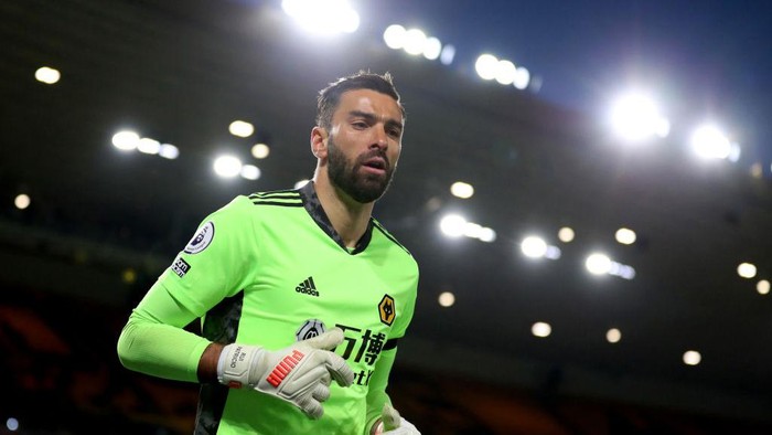 WOLVERHAMPTON, ENGLAND - APRIL 17: Rui Patricio of Wolverhampton Wanderers during the Premier League match between Wolverhampton Wanderers and Sheffield United at Molineux on April 17, 2021 in Wolverhampton, England. Sporting stadiums around the UK remain under strict restrictions due to the Coronavirus Pandemic as Government social distancing laws prohibit fans inside venues resulting in games being played behind closed doors. (Photo by Catherine Ivill/Getty Images)